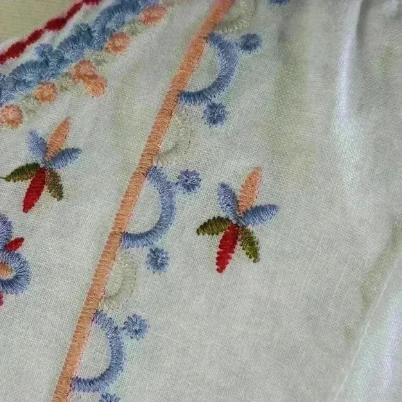 John Mark 100% Linen Floral Embroidered  Tunic Blouse Boho sz S - Picture 4 of 13